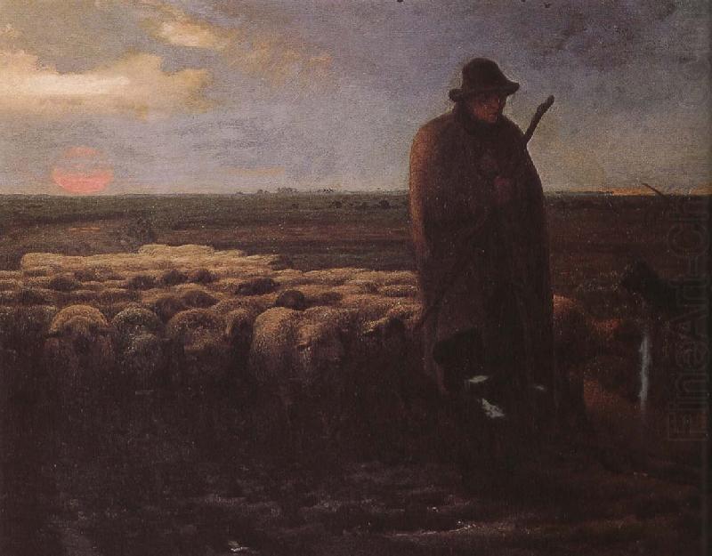 Shepherden with his sheep, Jean Francois Millet